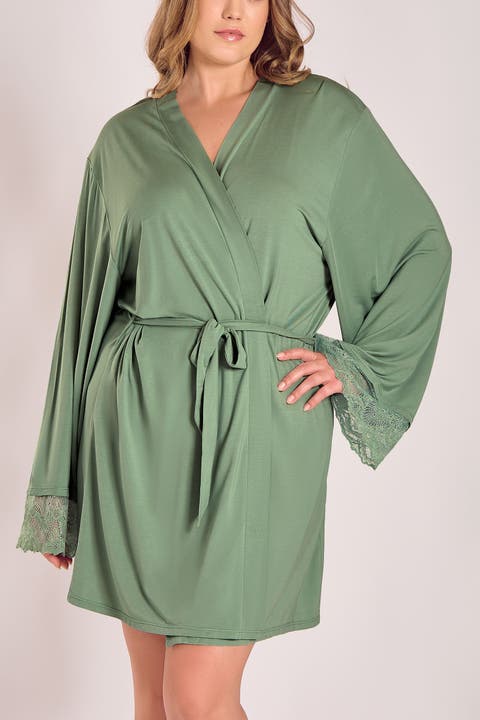 Lace-Trimmed Modal Robe with Adjustable Ties