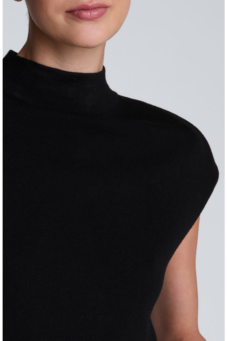 Asymmetrical Mock Neck Sweater, Alternate, color, BLACK