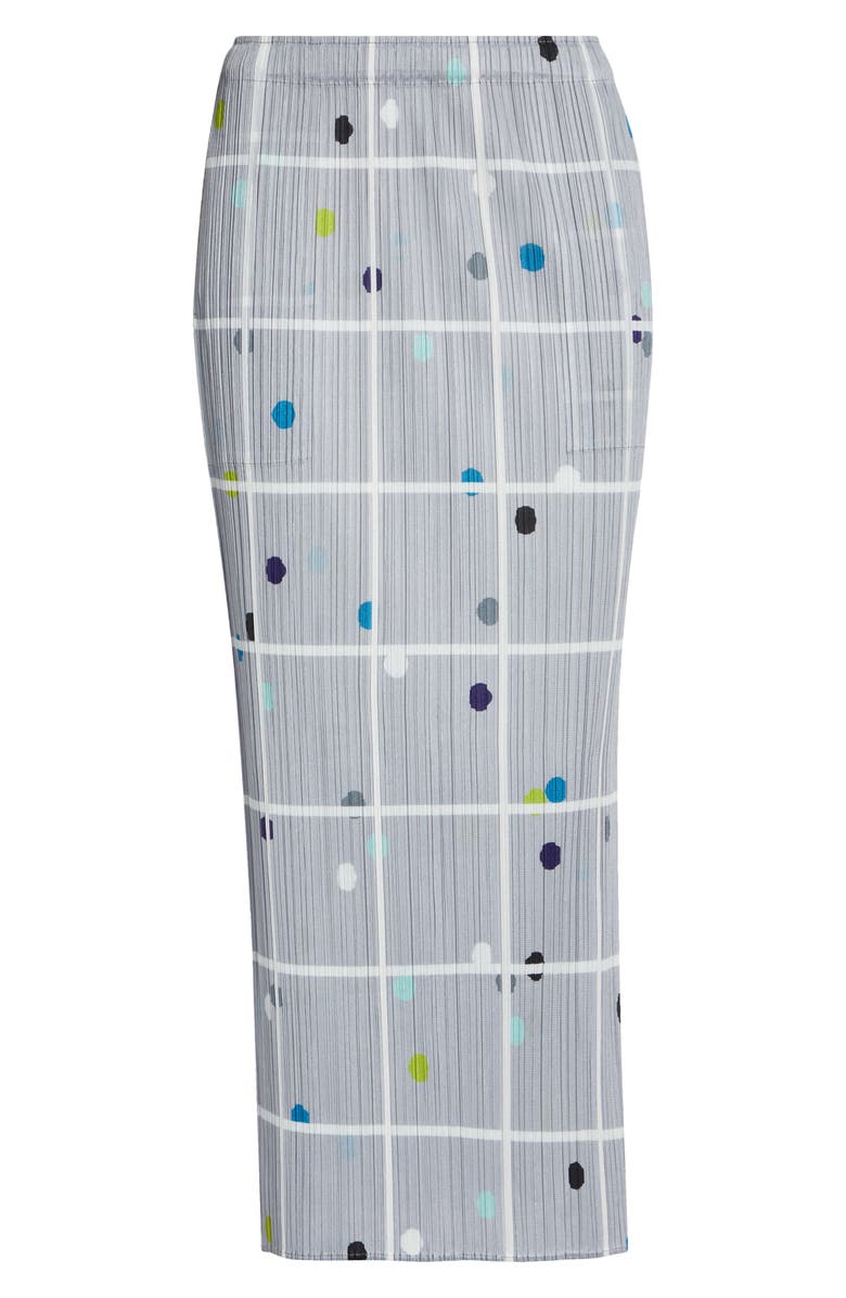 Pleats Please Issey Miyake Crossing Dots Print Pleated Midi Skirt, Main, color, Light Gray
