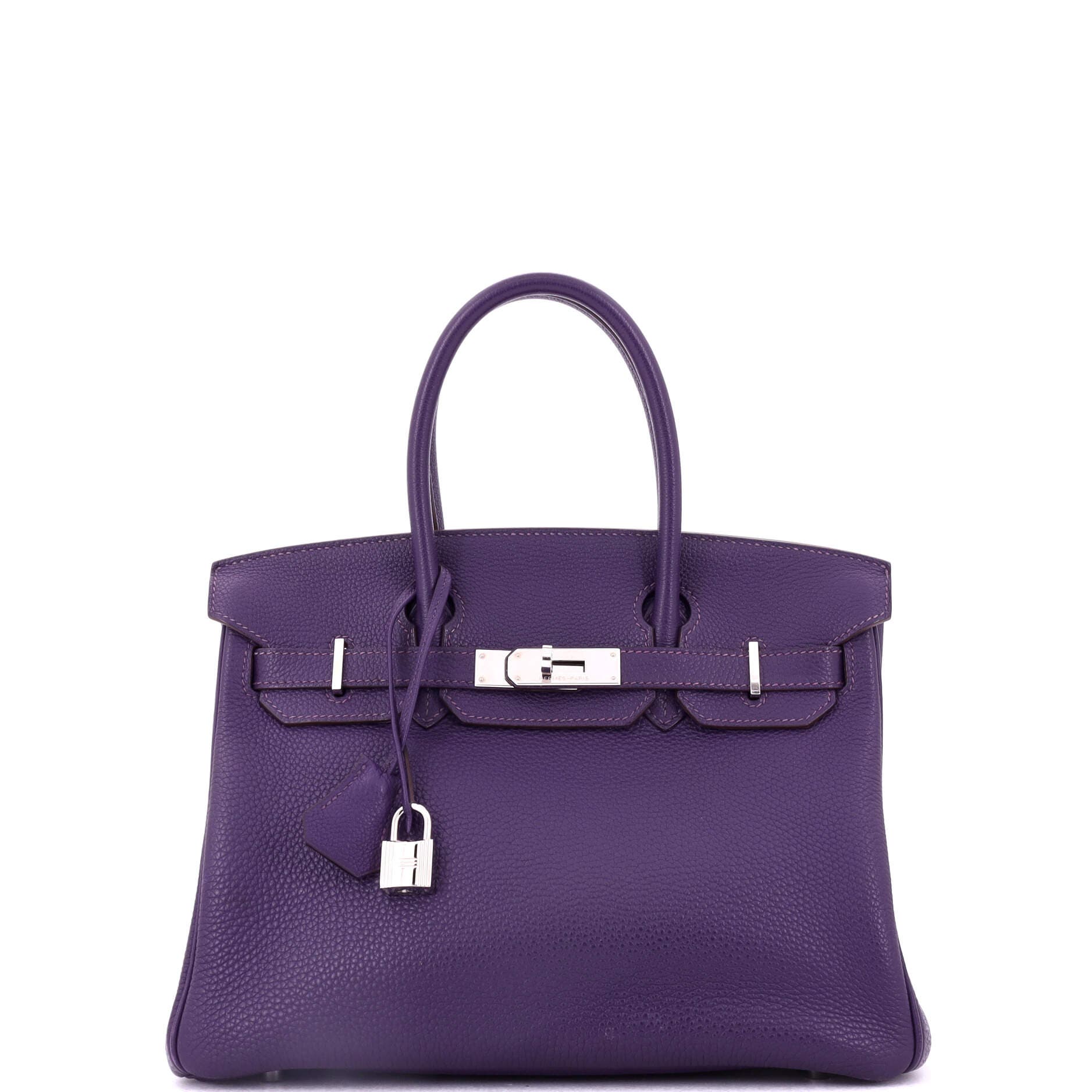 Pre-Owned Hermes Birkin Handbag Purple Togo with Palladium Hardware 30, Main, color, 