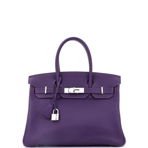 Birkin Handbag Purple Togo with Palladium Hardware 30