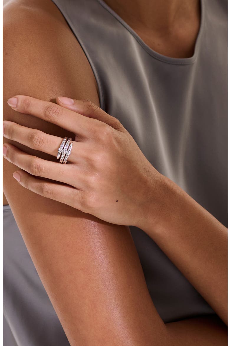 Spear Ring, Diamonds, Wide, Alternate, color, SILVER