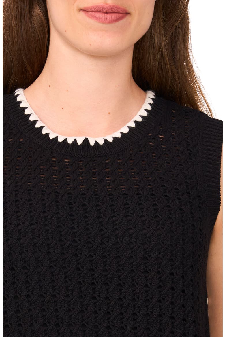 Pointelle Sleeveless Sweater, Alternate, color, RICH BLACK