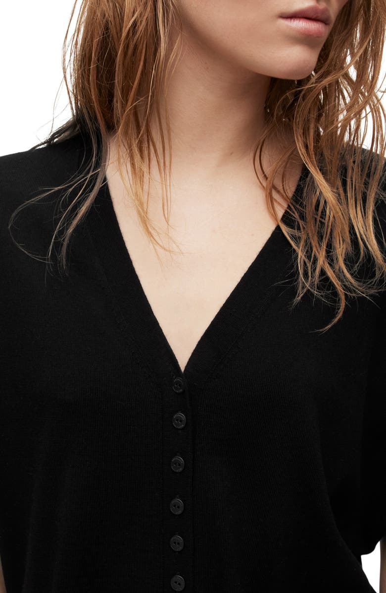 AllSaints Bronte Short Sleeve Merino Wool Cardigan, Alternate, color, 