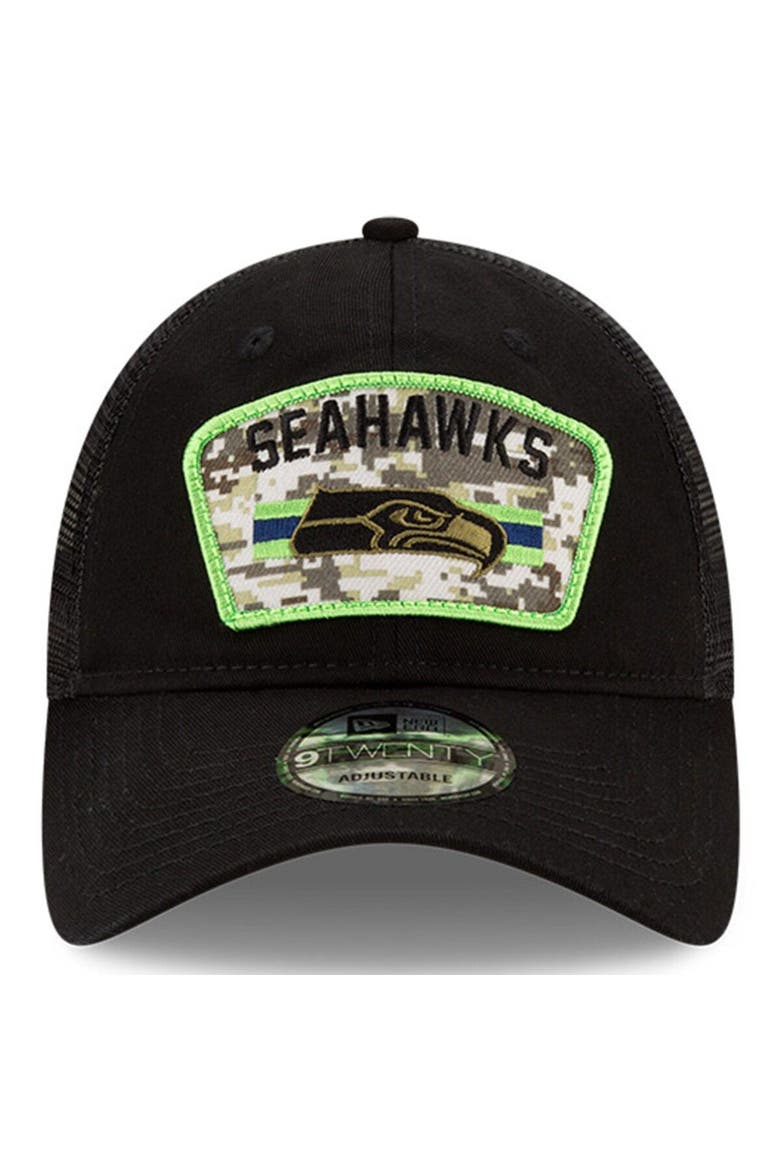 Men's New Era Black Seattle Seahawks 2021 Salute To Service Trucker ...
