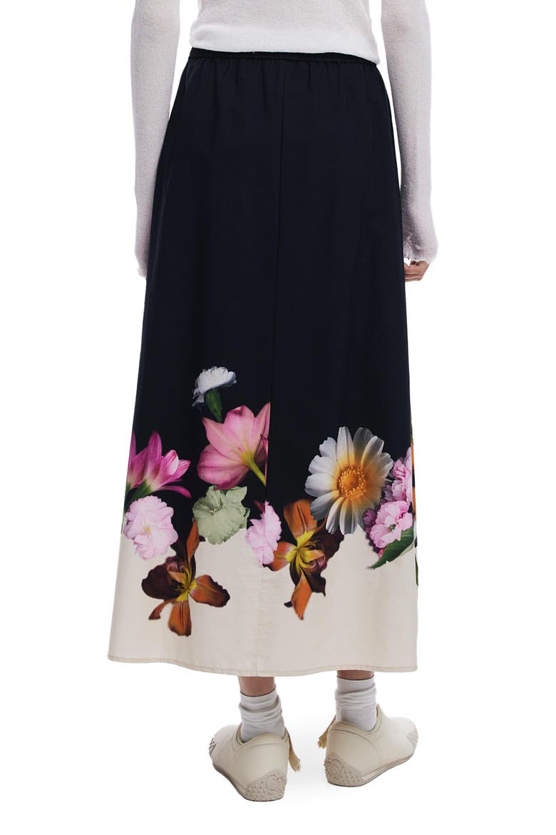 Floral Print Maxi Skirt, Alternate, color, BLACK