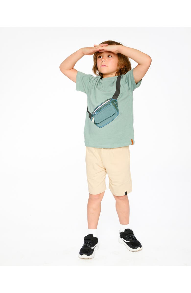 Deux par Deux Organic Cotton Jersey T-Shirt with Cross Bag, Alternate, color, Green