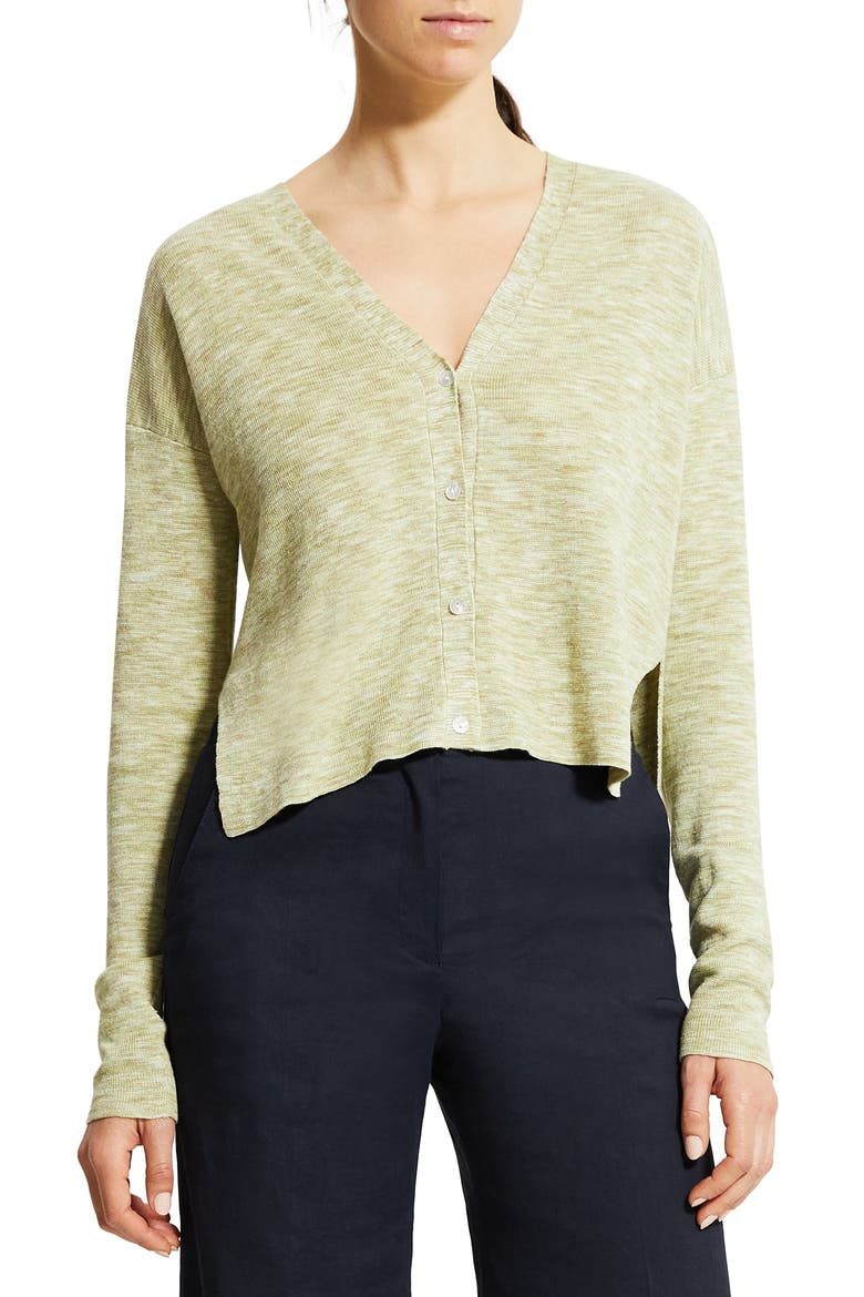 Hanalee Space Dye Linen Blend Cardigan, Main, color, KEY LIME MULTI