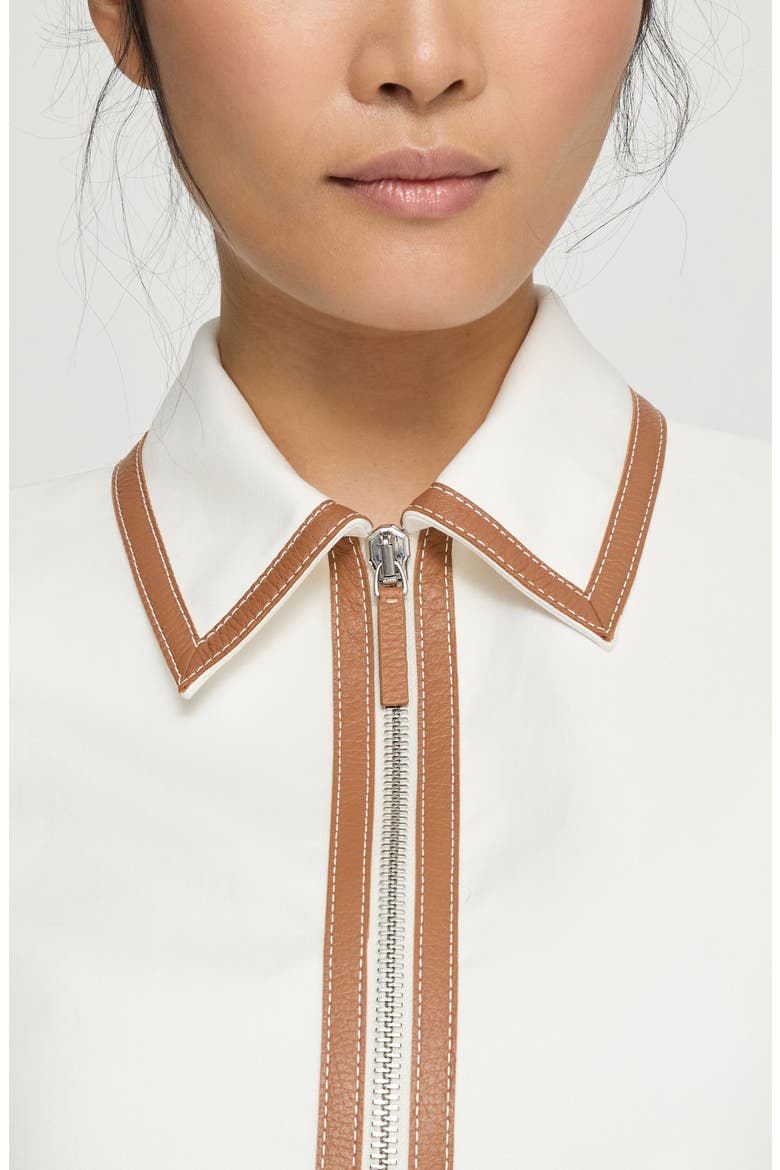 Collared Cotton Twill Zip Jacket, Alternate, color, WHITE