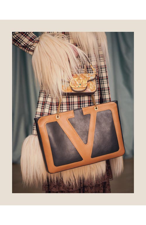 Valentino Viva Superstar Leather Shoulder Bag With Maxi Vlogo Signature On The Front In Black Multi