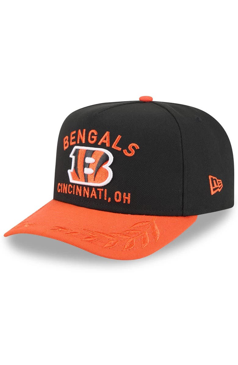 New Era Men's New Era  Black/Orange Cincinnati Bengals 2025 NFL Draft A-Frame 9FIFTY Snapback Hat, Main, color, 