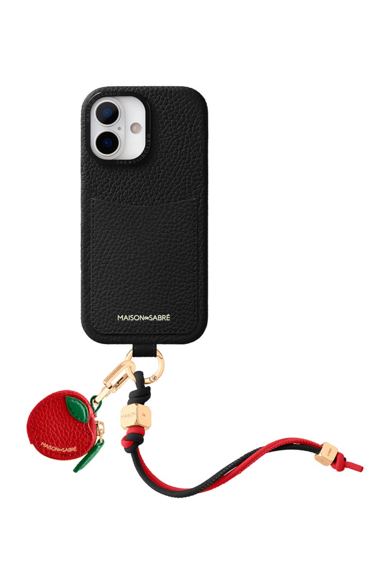 MAISON de SABRÉ Wristlet Phone Case, Alternate, color, Black Caviar