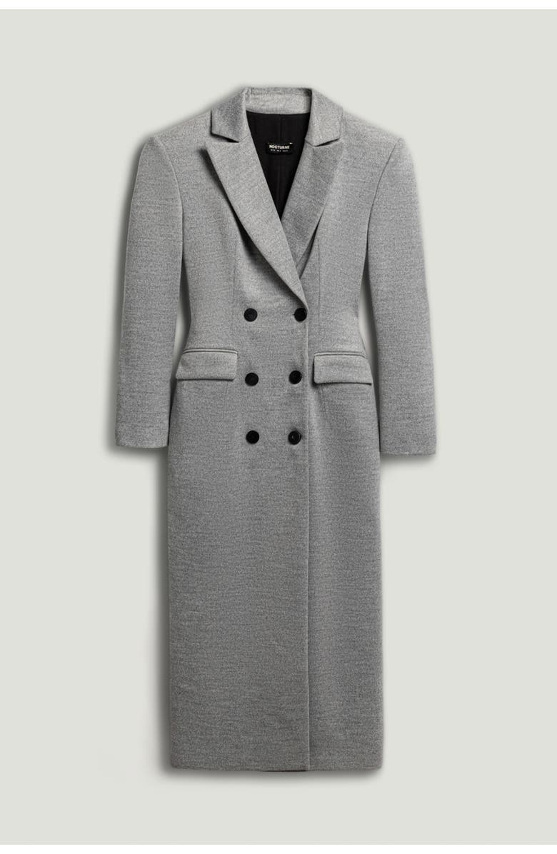 Nocturne Structured Double-Breasted Maxi Coat, Alternate, color, Grey