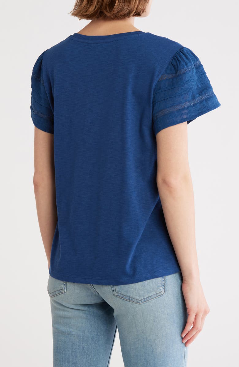 Lucky Brand Lace Trim T-Shirt, Alternate, color, Estate Blue