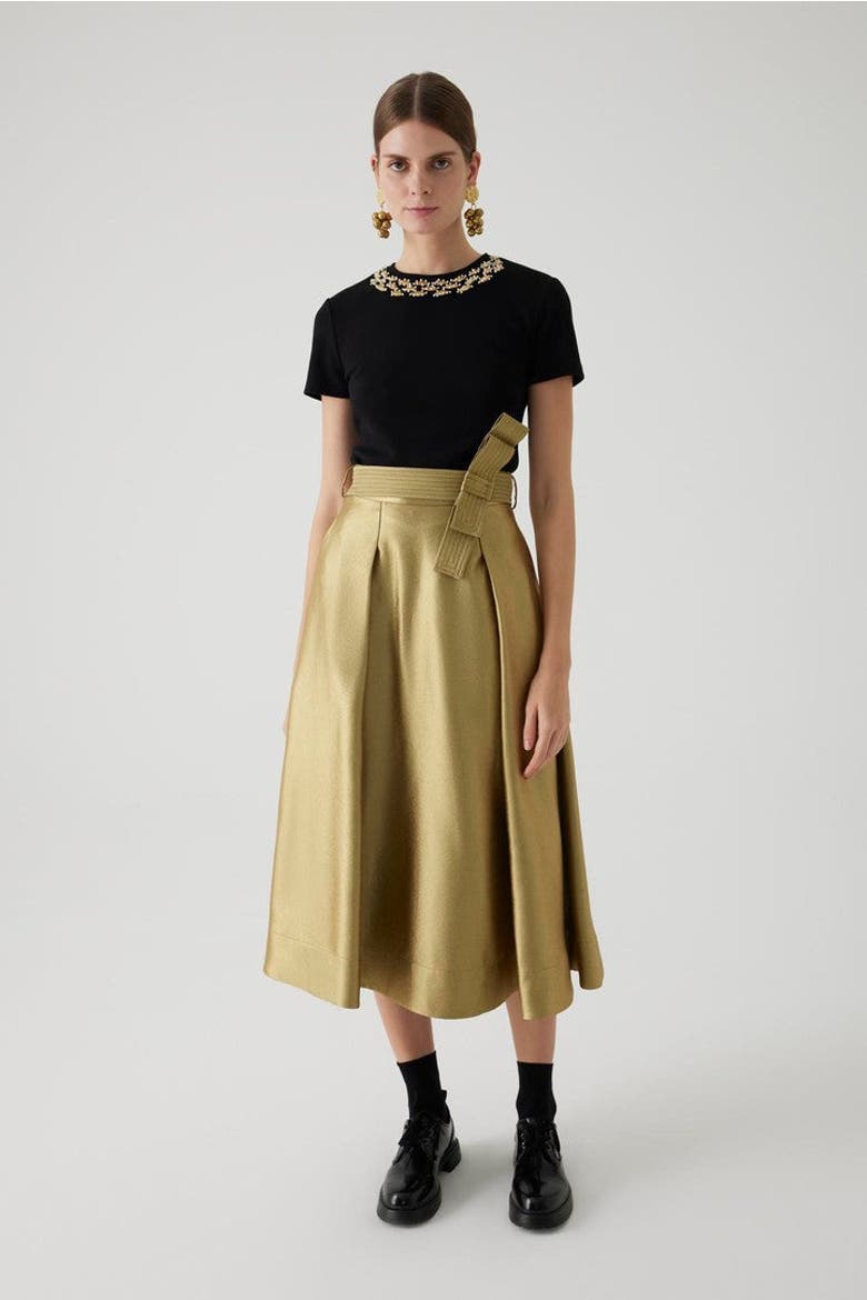 Arya Midi Skirt, Alternate, color, Yellow