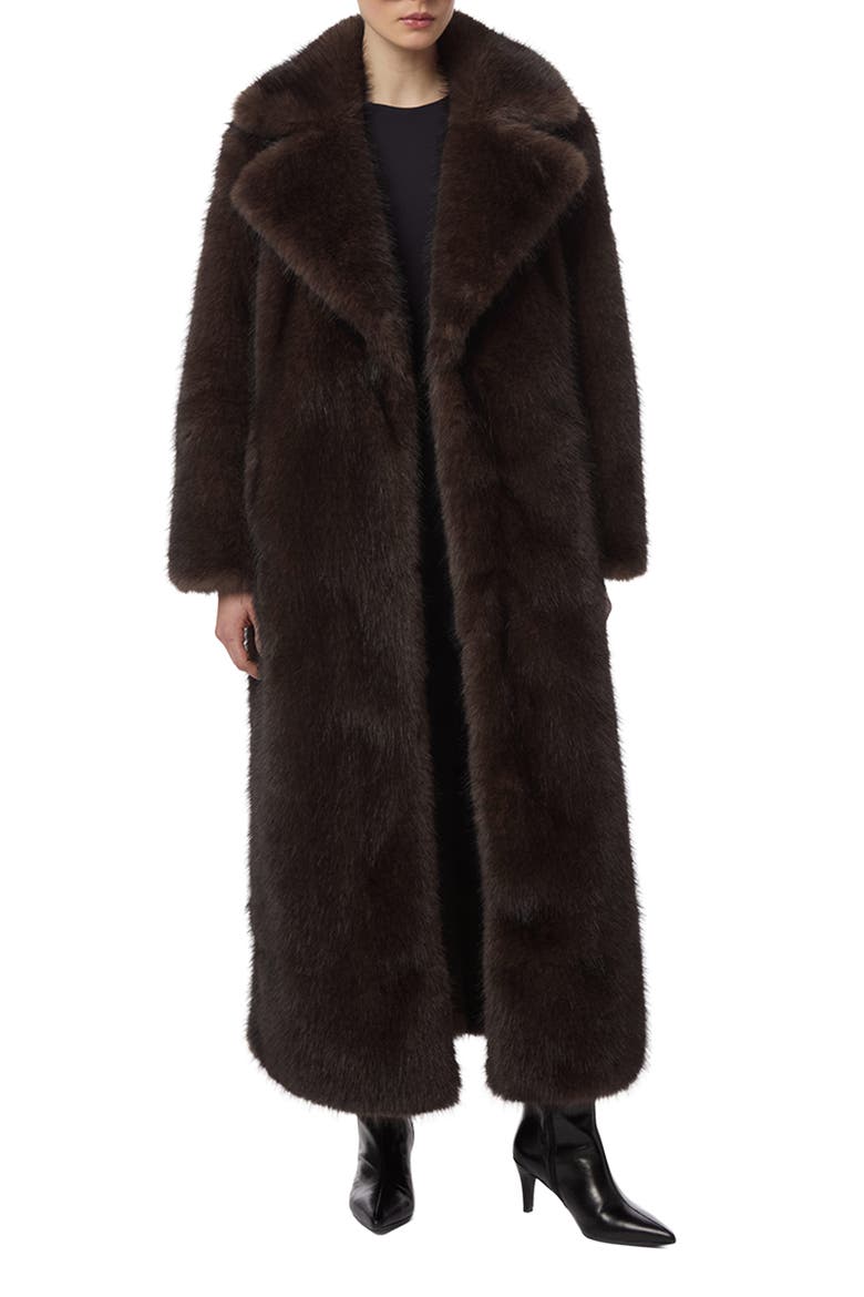 Gabrielle Faux Fur Maxi Coat, Main, color, FAUVE MULTI