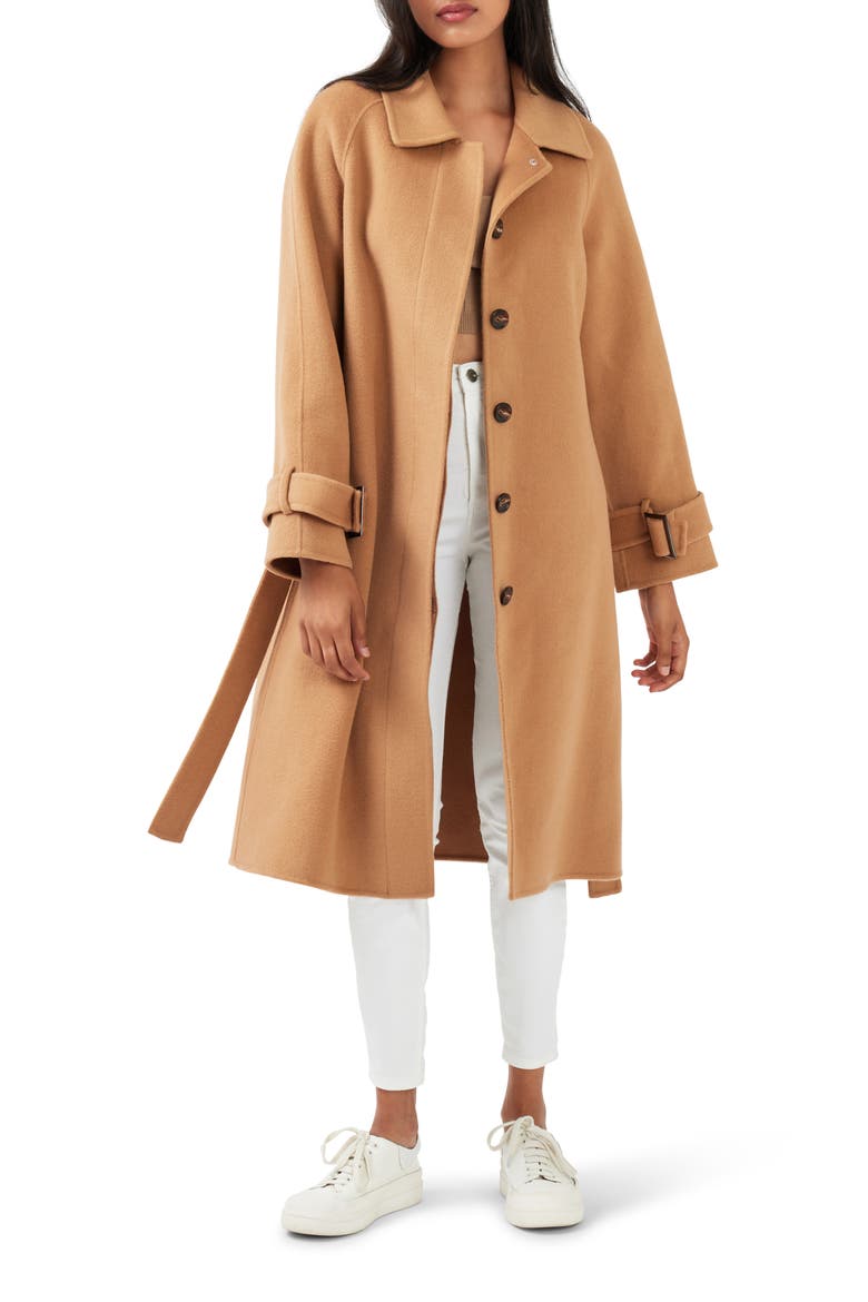 Shore to Shore Belted Wool Coat, Main, color, CAMEL