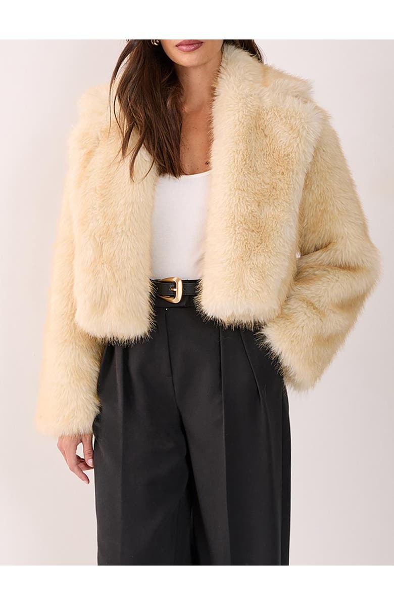 NASTY GAL Tipped Faux Fur Crop Jacket, Alternate, color, Lemon