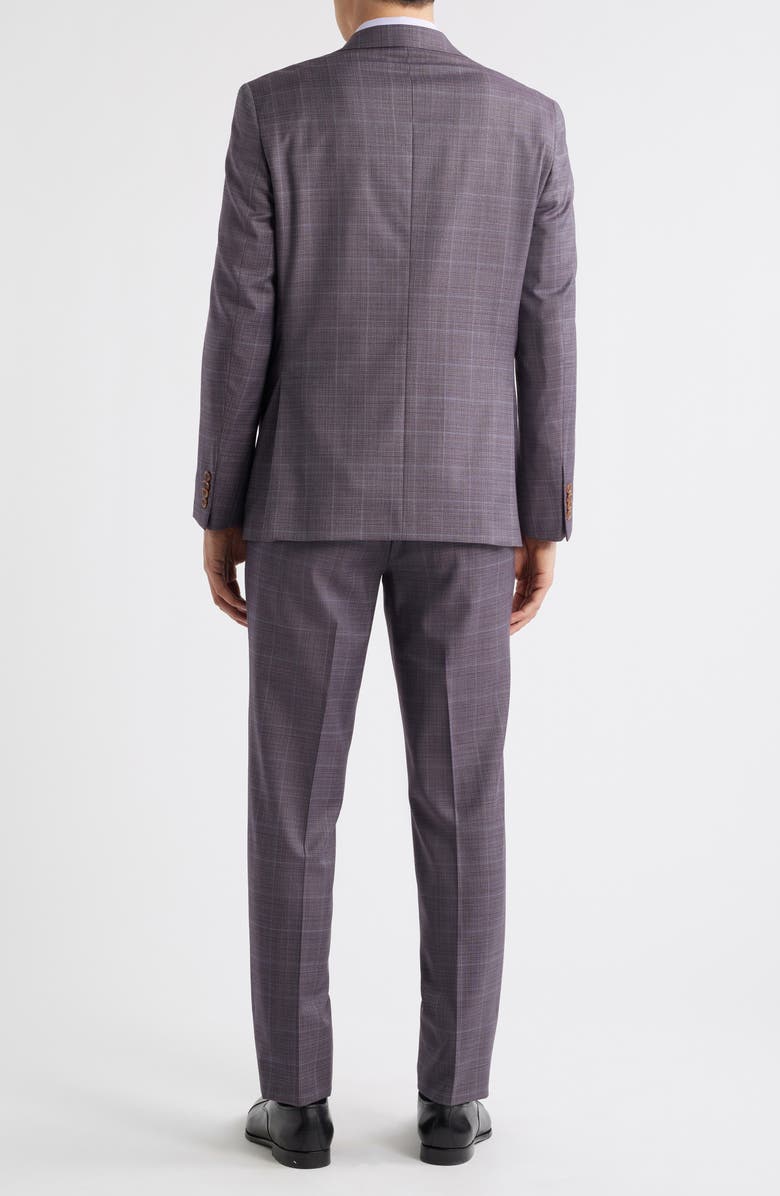 Jack Victor Esprit Regular Fit Burgundy Plaid Super 120s Wool Suit, Alternate, color, Burgundy