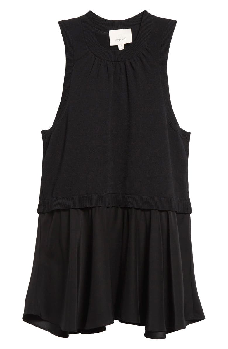 Cinq à Sept Tess Mixed Media Layered Top, Alternate, color, Black