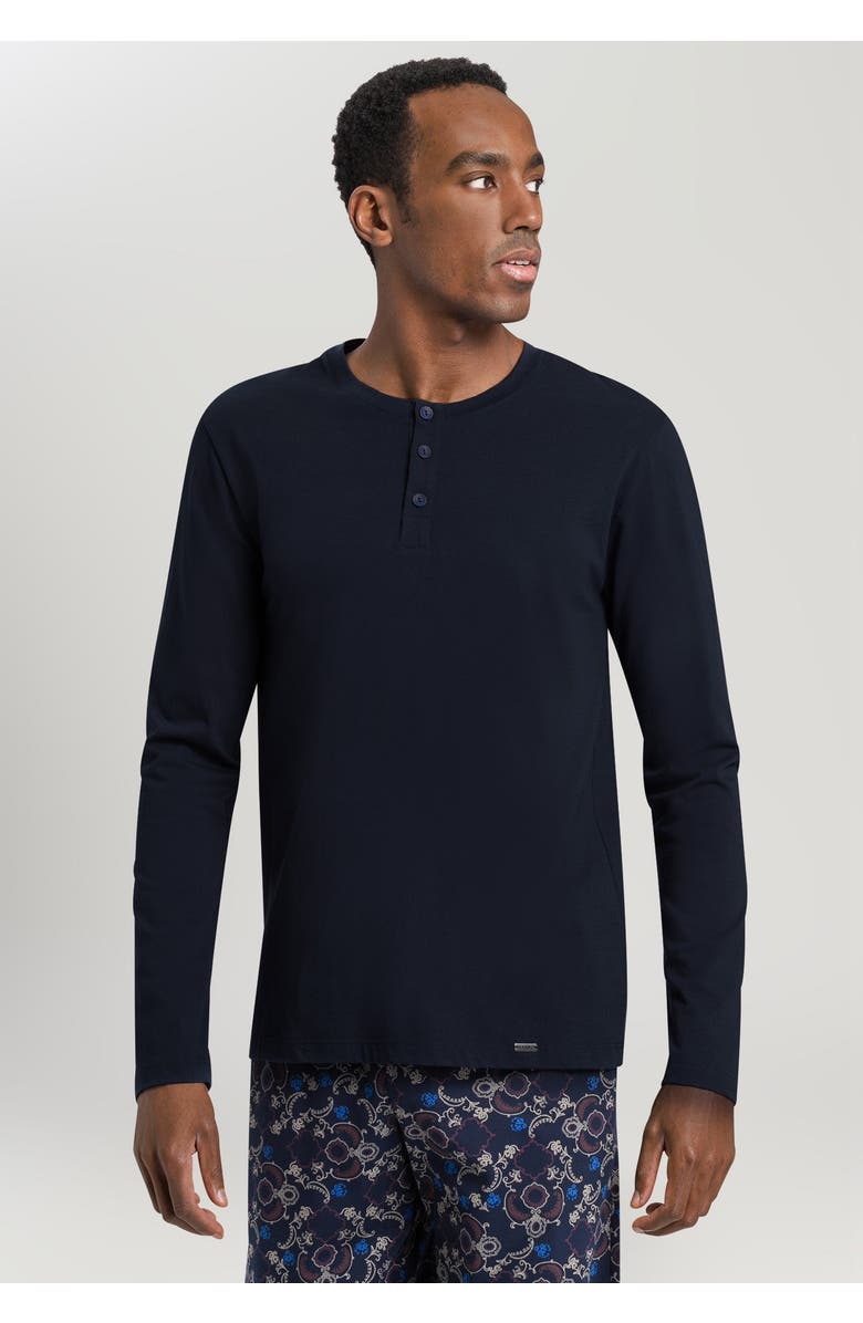 Hanro Living Shirts Long Sleeve Henley, Alternate, color, Deep Navy