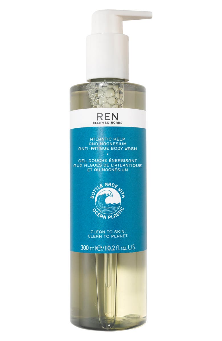 REN Clean Skincare Atlantic Kelp and Magnesium Anti-Fatigue Body Wash, Main, color, 