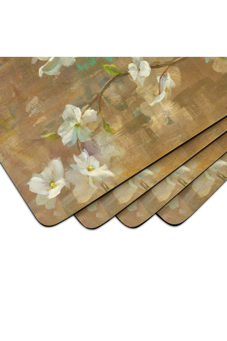 Dogwood in Spring Set of 4 Cork Back Placemats, Alternate, color, Multi
