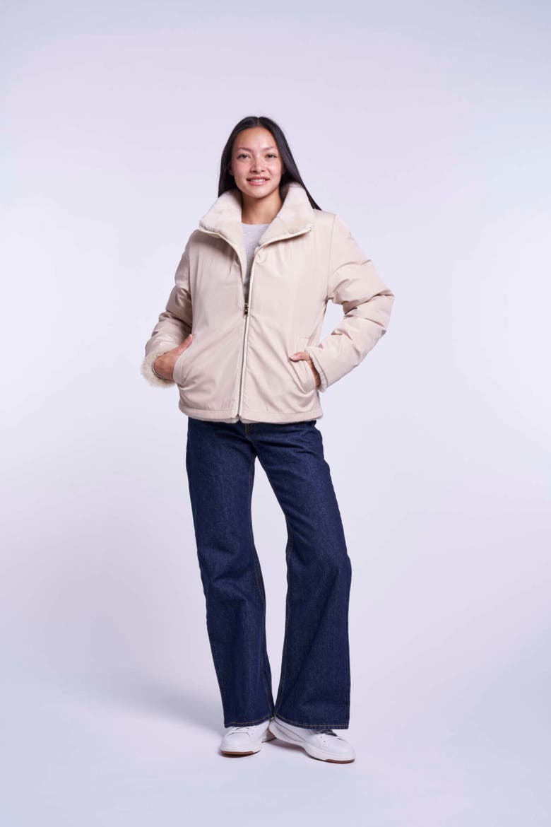 Horizontal Shearling Jacket, Alternate, color, BEIGE