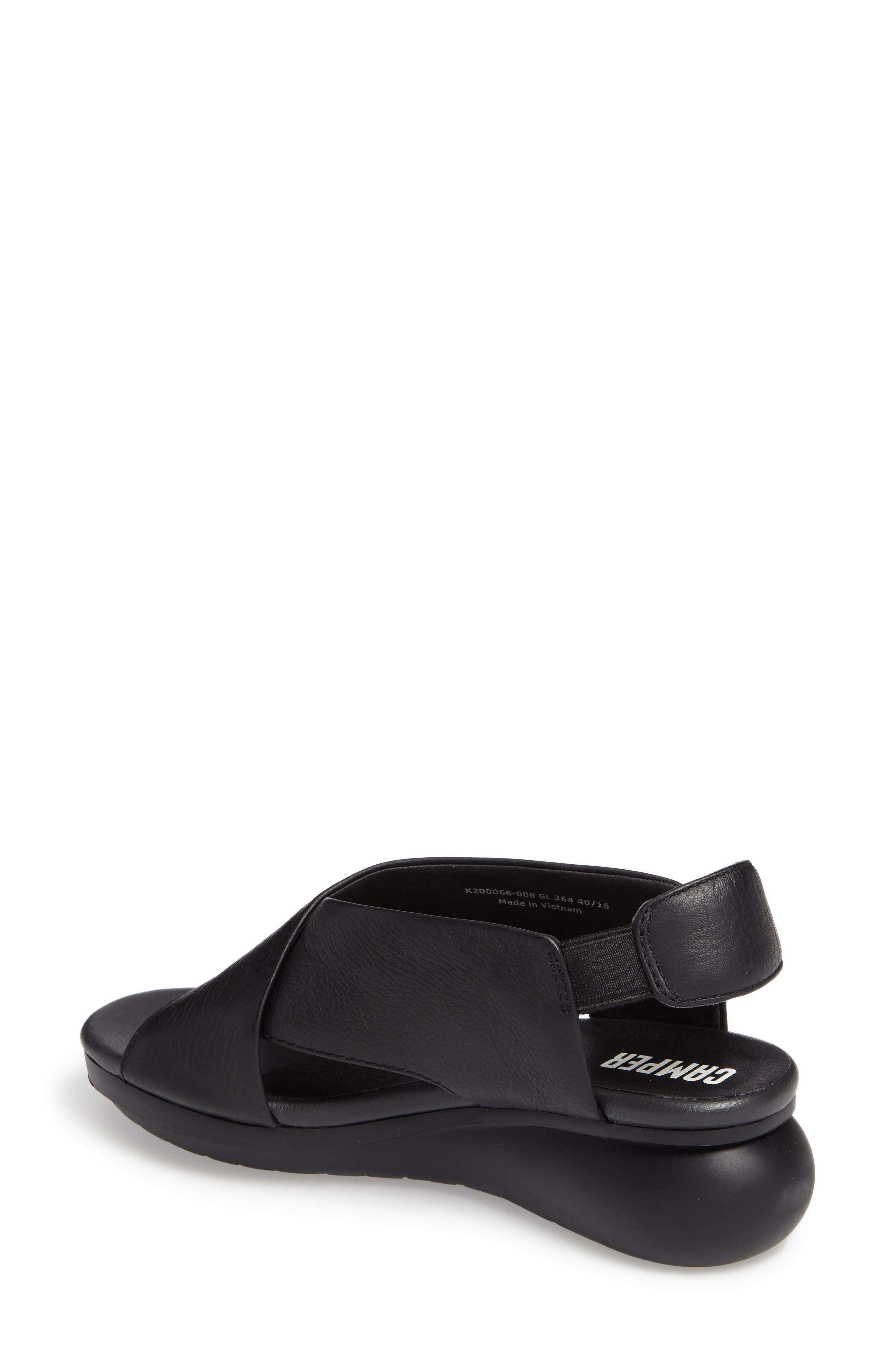 Camper Balloon Slingback Wedge Sandal, Alternate, color, Black Leather