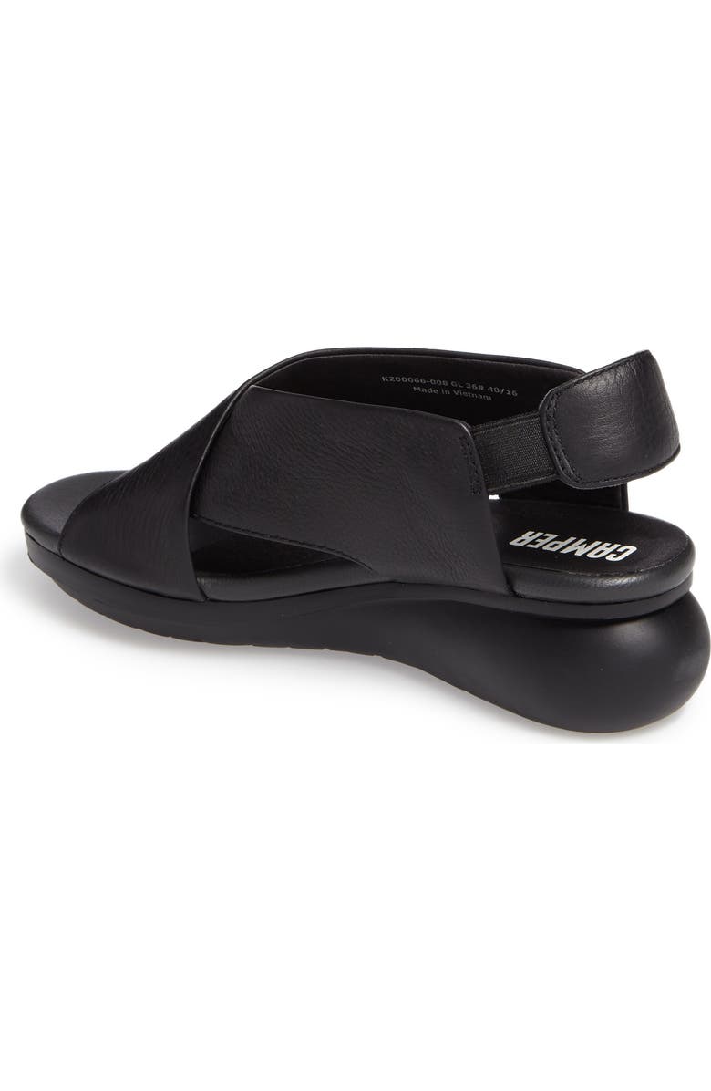 Camper Balloon Slingback Wedge Sandal, Alternate, color, Black Leather
