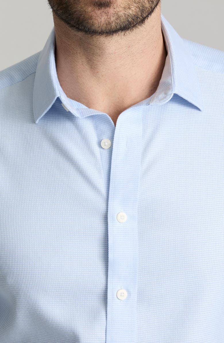 UNTUCKit Burke Solid Wrinkle Free Cotton Dobby Button-Up Shirt, Alternate, color, Light Blue