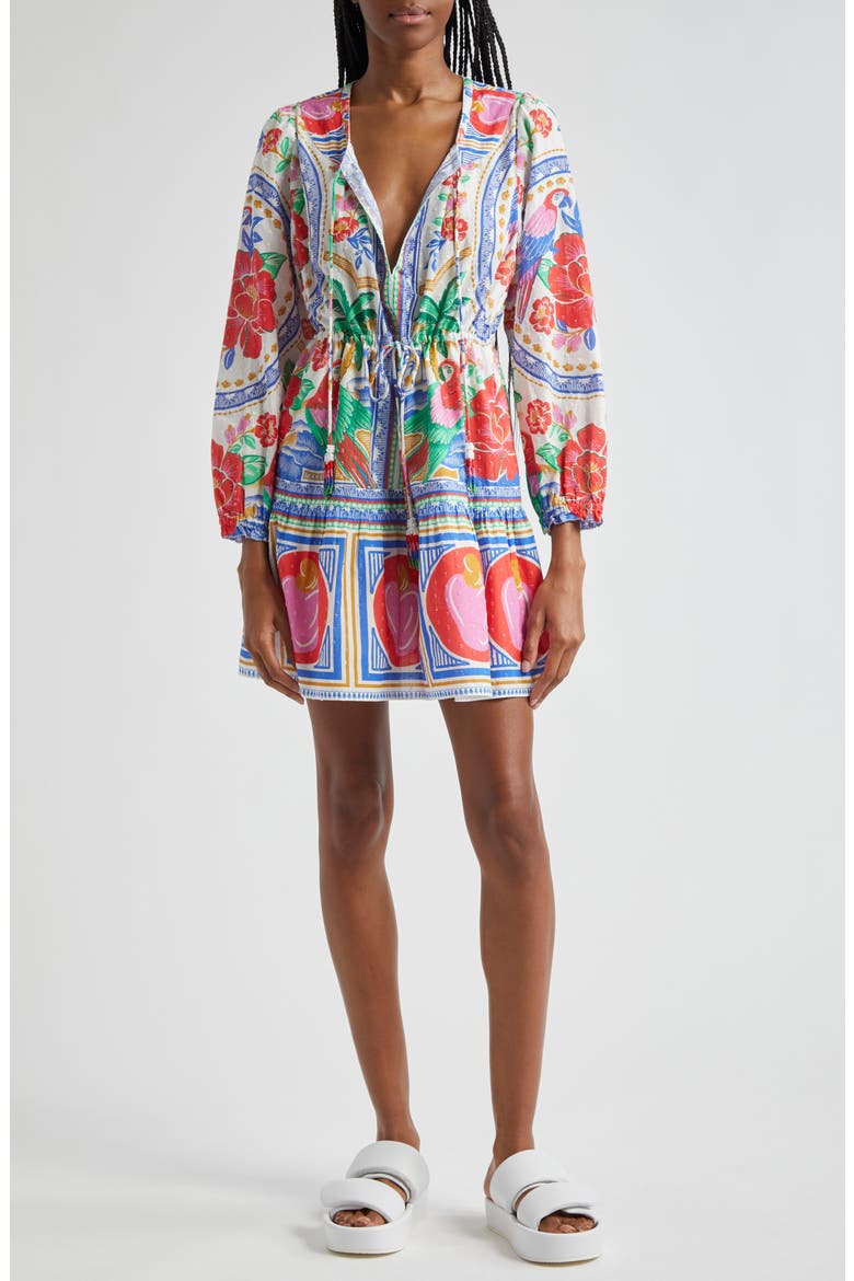 Flowers Beach Swiss Dot Minidress, Main, color, OFF-WHITE MULTI
