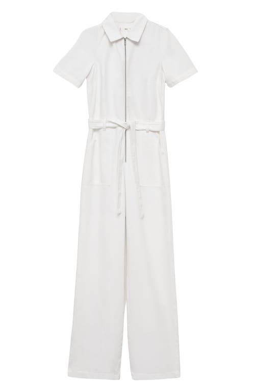 MANGO MANGO BELTED DENIM JUMPSUIT 