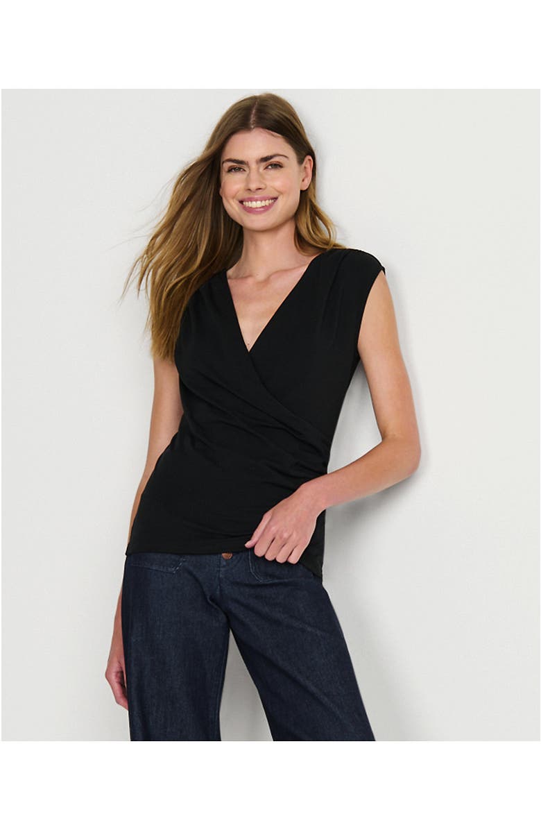 Lands' End Lightweight Jersey Wrap Front Top, Alternate, color,