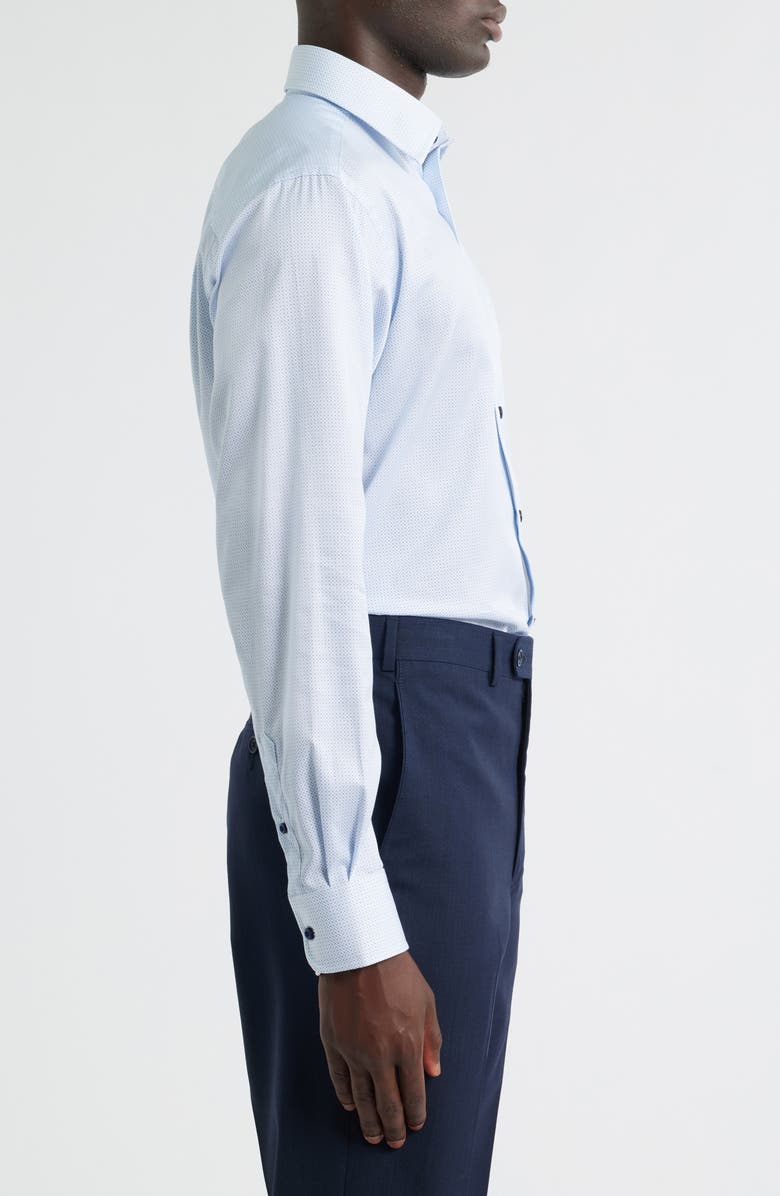 David Donahue Regular Fit Micro Geometric Print Dress Shirt, Alternate, color, White/Blue