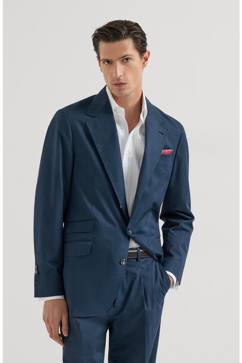 Comfort Cotton And Cashmere Gabardine Deconstructed Cavallo Blazer With Metal Buttons, Main, color, Cobalt