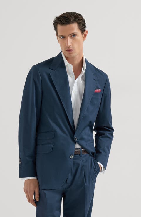 Comfort Cotton And Cashmere Gabardine Deconstructed Cavallo Blazer With Metal Buttons