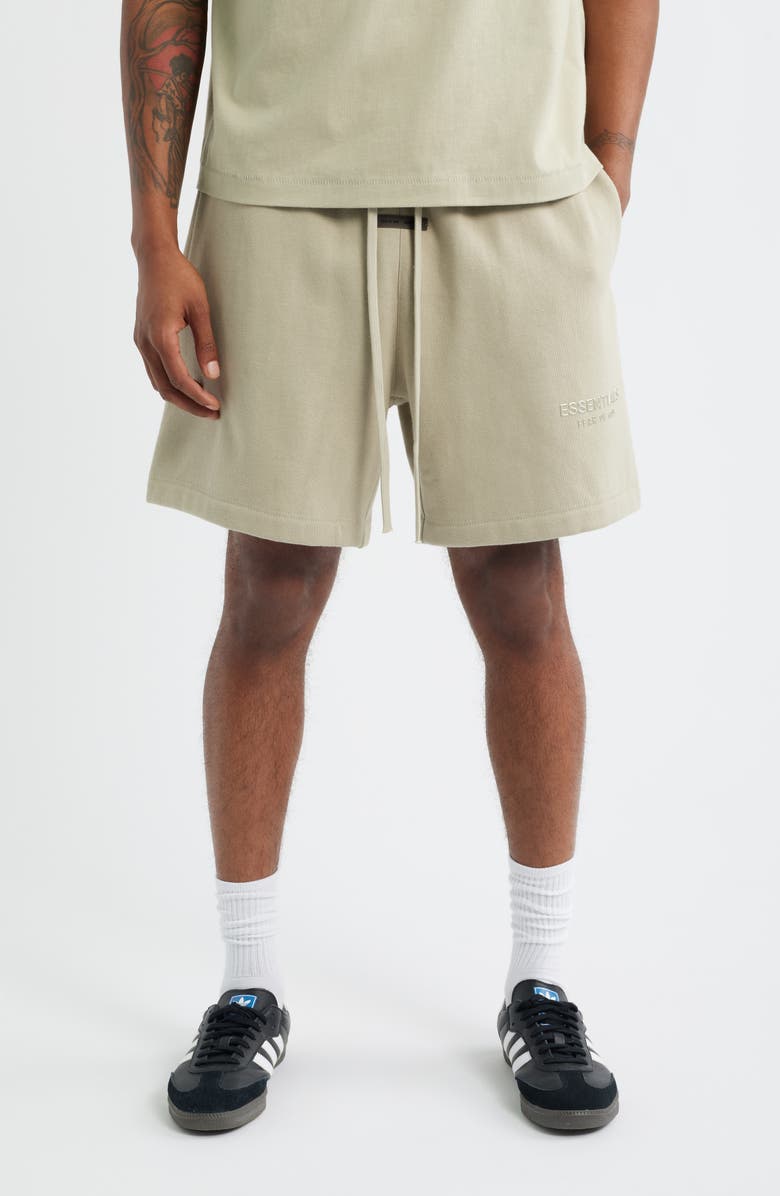 Fear of God Essentials Fleece Soccer Shorts, Main, color, Abbey Stone