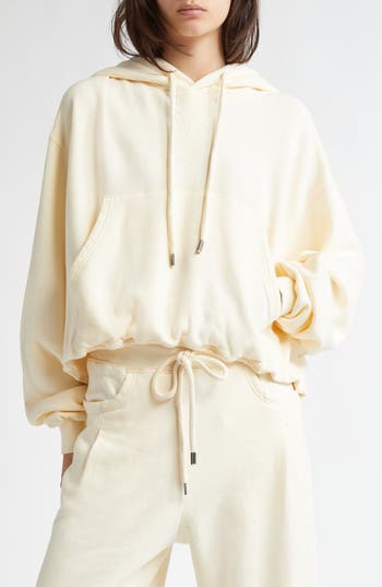 R13 Balloon Bubble Hem Cotton Fleece Hoodie In Neutral