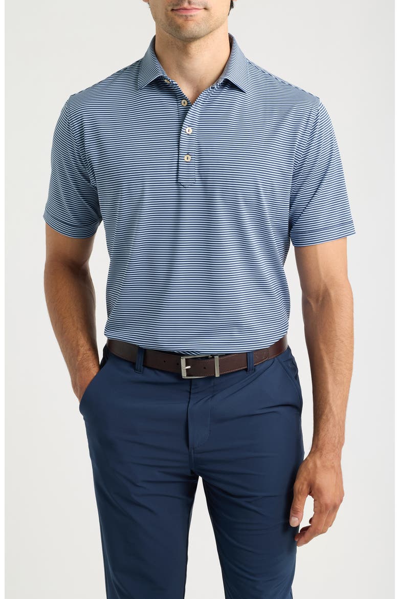 Wynn Stripe Summer Comfort Performance Jersey Polo, Main, color, NAVY