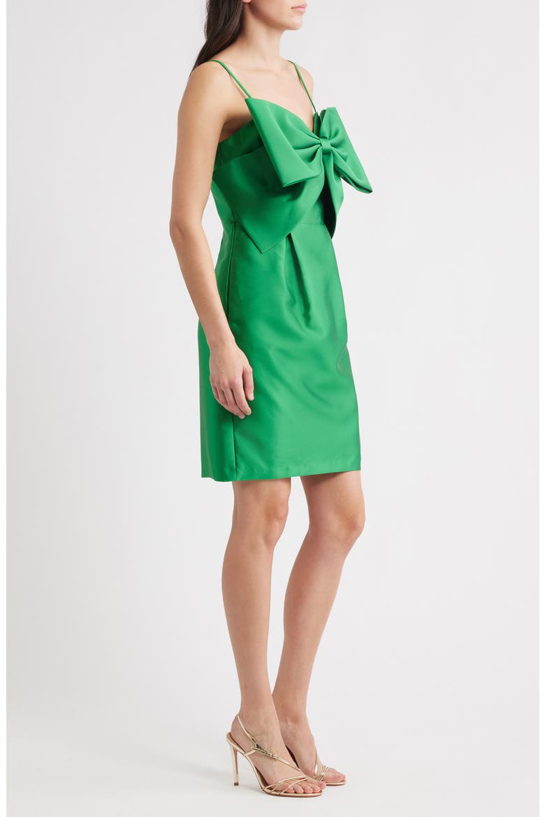 Bow Mikado Cocktail Dress, Alternate, color, EMERALD