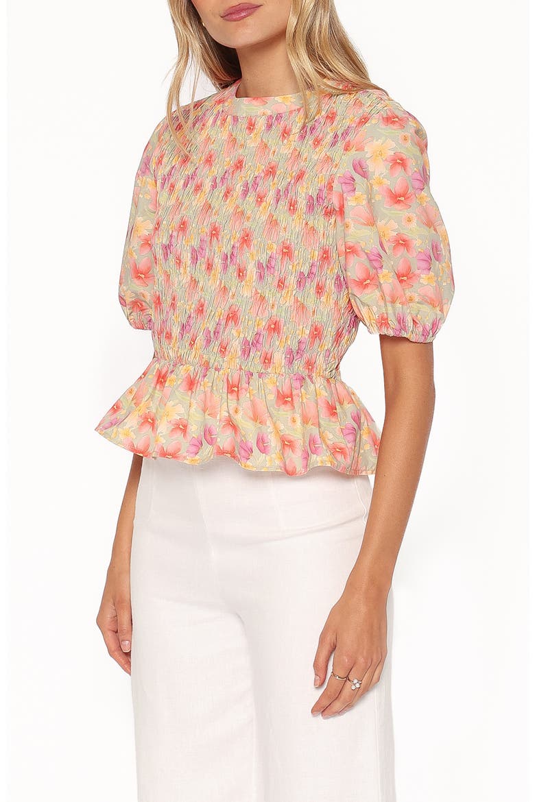 Ross Smocked Cotton Top, Alternate, color, SAGE WILDFLOWER