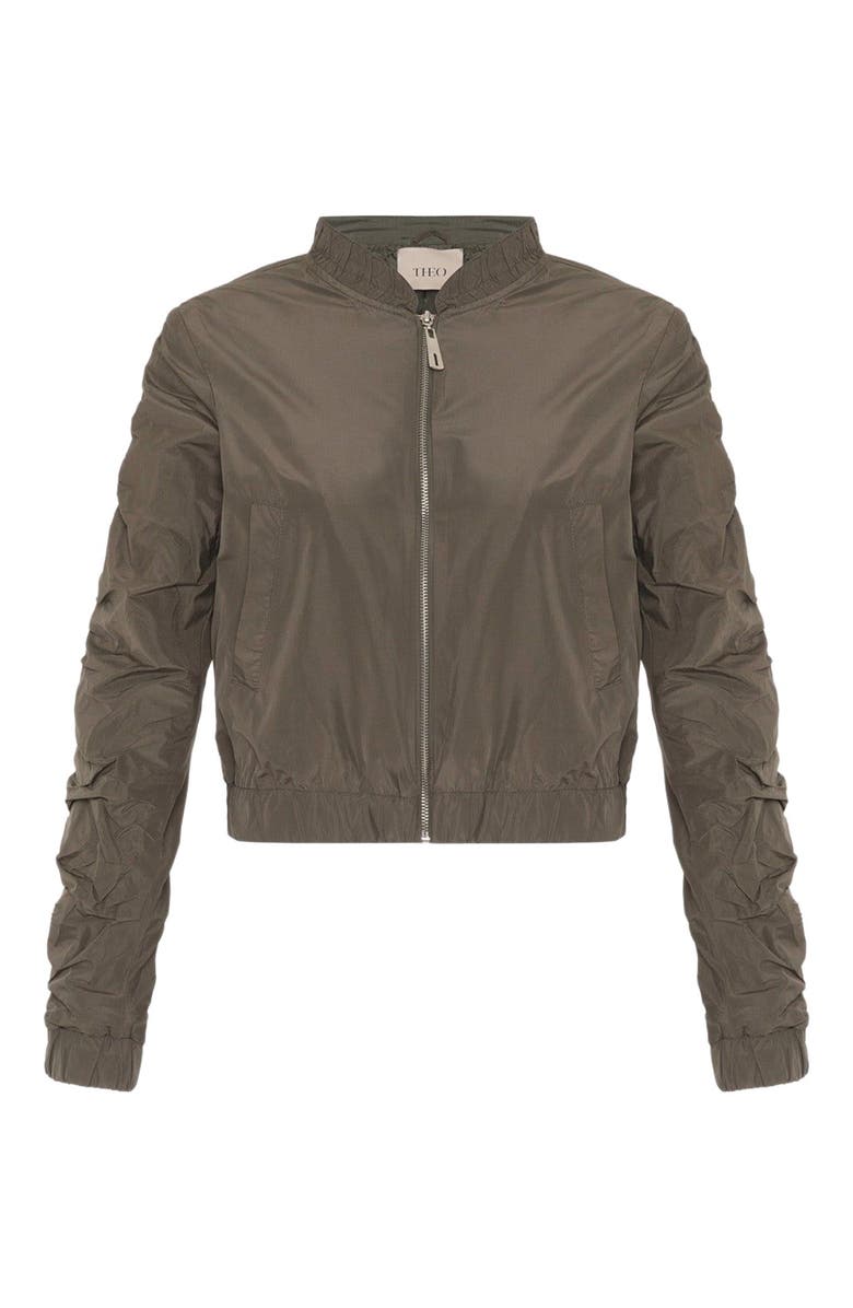 THEO The Label Theia Zip Taffeta Bomber, Alternate, color,