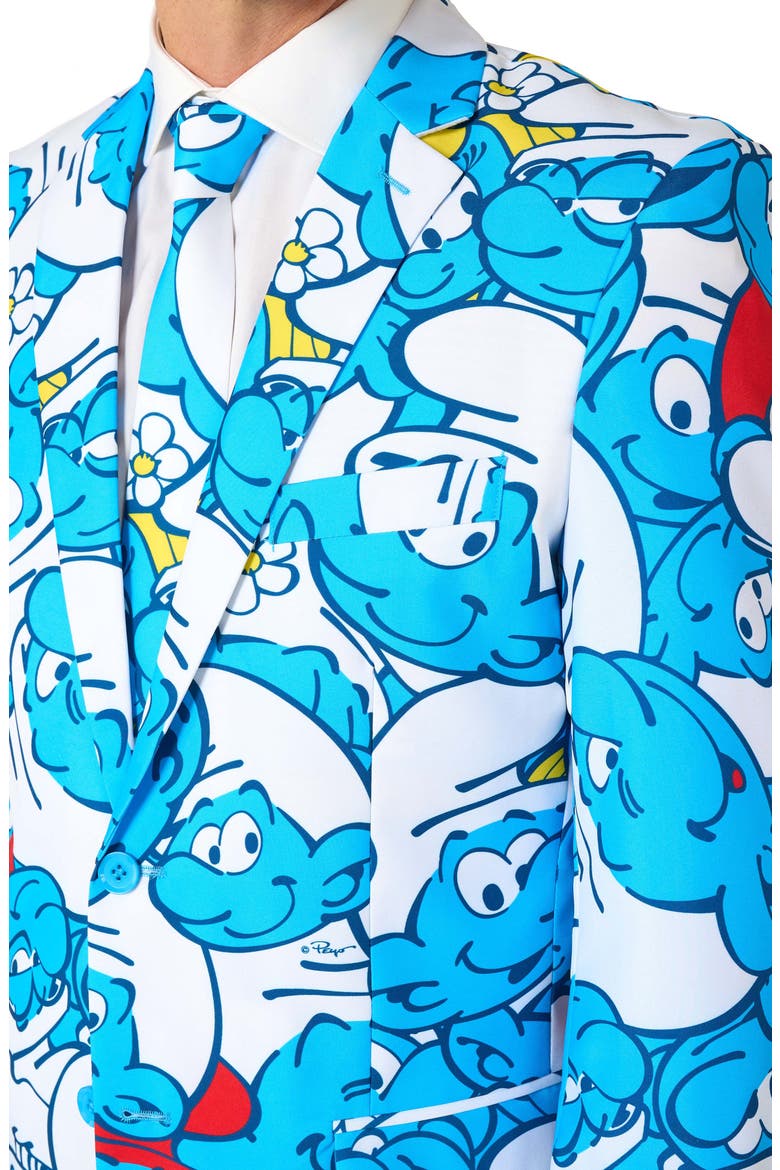 x The Smurfs Slim Fit Two-Piece Suit & Tie Set, Alternate, color, BLUE MULTI