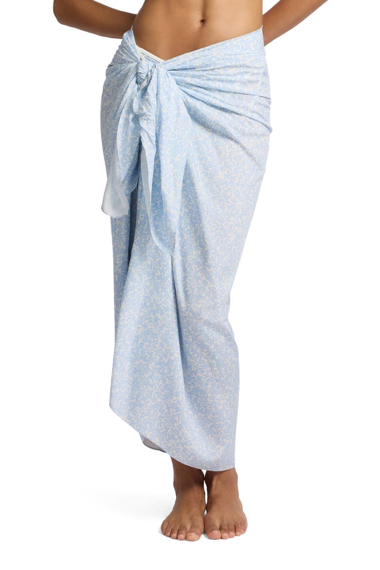 Silk Blend Pareo, Alternate, color, Sky/Egret