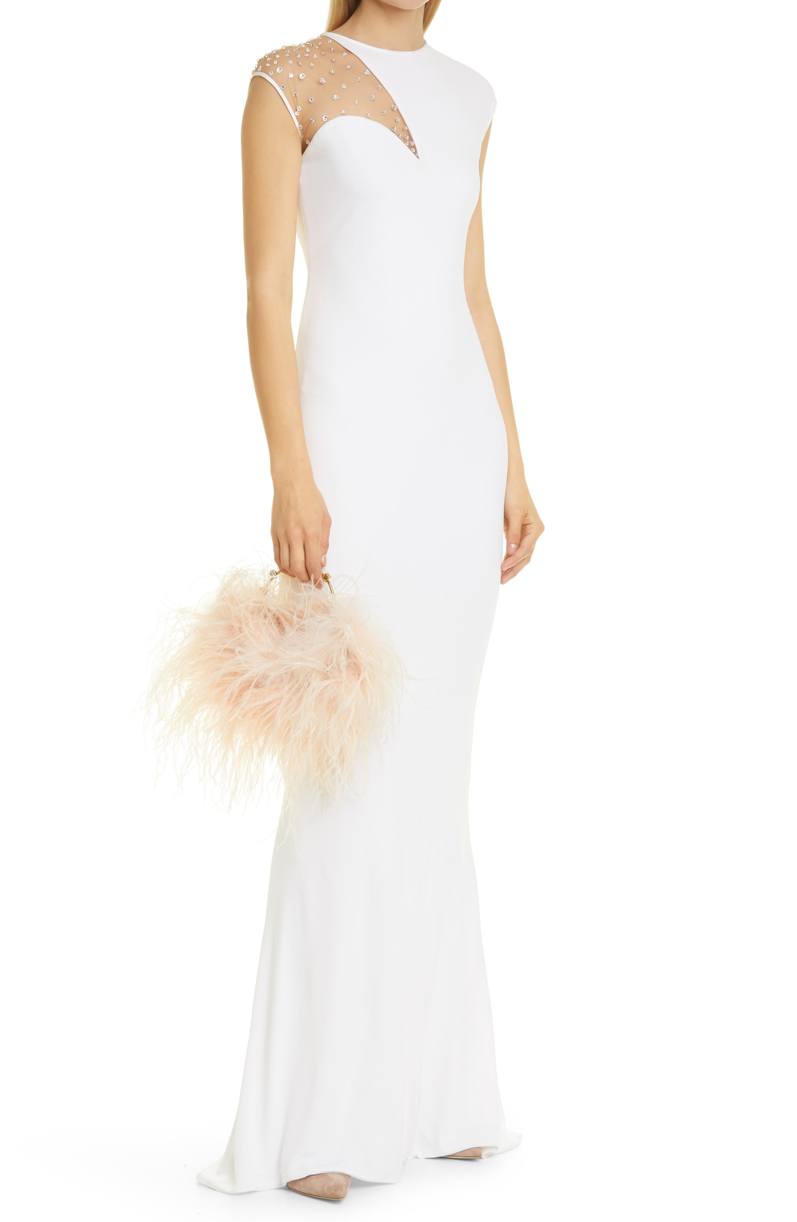 L'alingi Feather Top Handle Bag, Alternate, color, NUDE