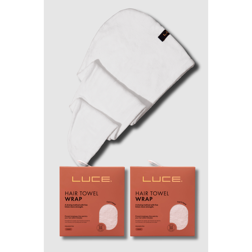 LUCE BEAUTY Adjustable Hair Towel Wrap - Eco-Friendly and Ultra-Absorbent in White  product