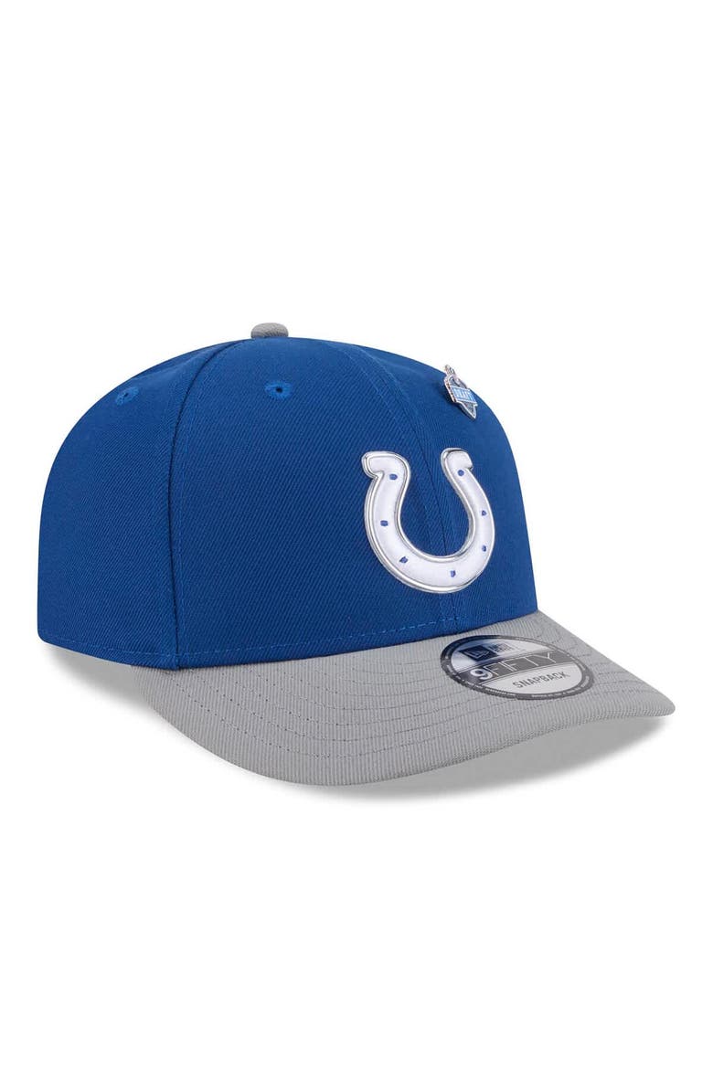 Men's New Era  Royal/Gray Indianapolis Colts 2026 NFL Draft On Stage Pre-Curved 9FIFTY Snapback Hat, Alternate, color, Royal