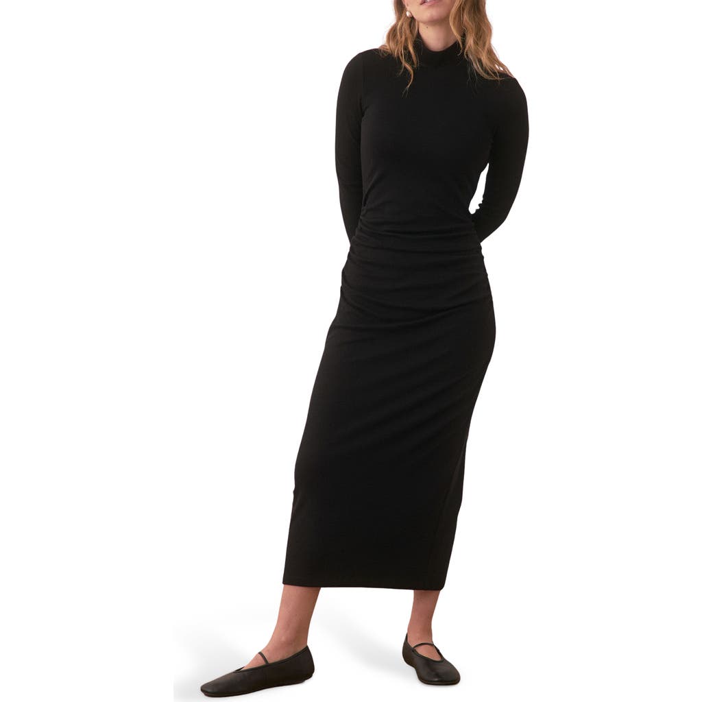 Marine Layer Lexi Long Sleeve Turtleneck Dress in Black