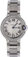 Pre-Owned Cartier Ballon Bleu de Cartier Quartz Watch Stainless Steel with Diamond Bezel 28